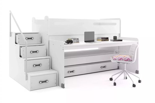 BMS GROUP Bunk bed for children Max 1 - 3 persons, white, 80 × 200 with extra bed and mattress - Bed - Main image