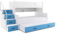 BMS GROUP Dětská patrová postel Max - 3 osoby, modrá 200 × 120 s přistýlkou - Postel