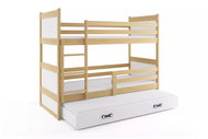 BMS GROUP Children's bunk bed Rico - 3 persons, 90 × 200 with pull-out extra bed with mattress, pine - Bed