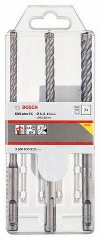 Bosch 2608833912 SDS-plus fúrószár készlet, 4 pengés, 3 db