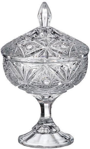 Bohemia Crystal Box on Foot with Lid Nova Miranda 240mm - Storage Jar - Main image
