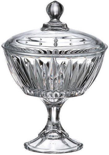 Bohemia Crystal Footed Box on Foot with Lid Nova Venus 240mm - Storage Jar - Main image