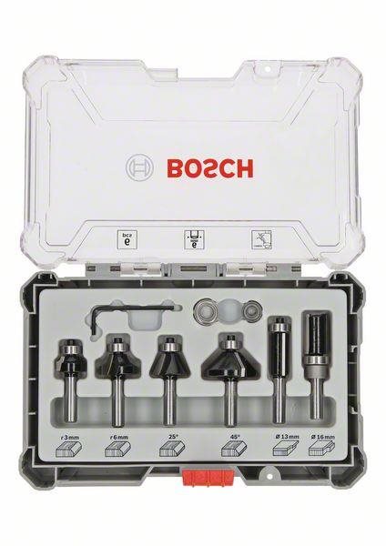 BOSCH 2607017468 Trim&Edging színelő és szélező alakmaróbetét készlet, 6 mm-es szárral, 6 db