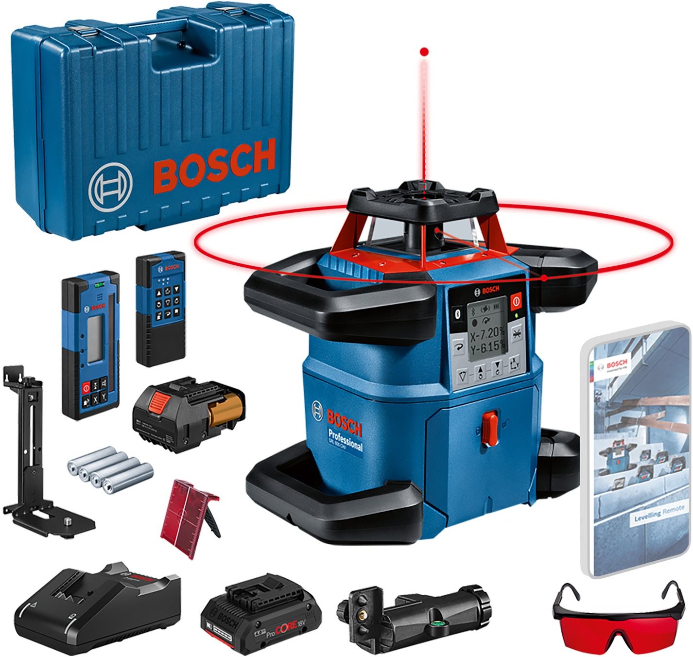 BOSCH 0601061F00 Professional GRL 600 CHV Forgólézer + LR60 + RC6 + koffer