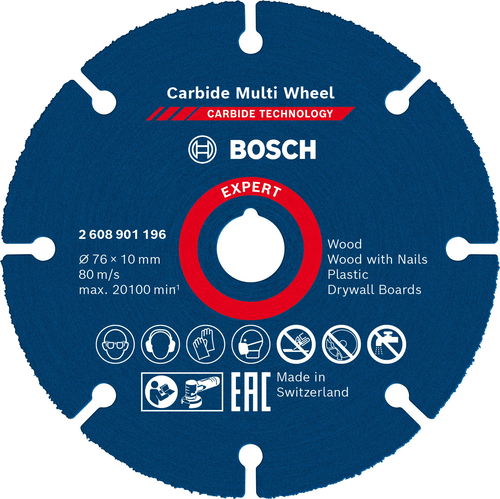 BOSCH Víceúčelový řezný kotouč EXPERT Carbide Multi Wheel 76 mm, 10 mm 2.608.901.196 - Řezný kotouč - Hlavní obrázek