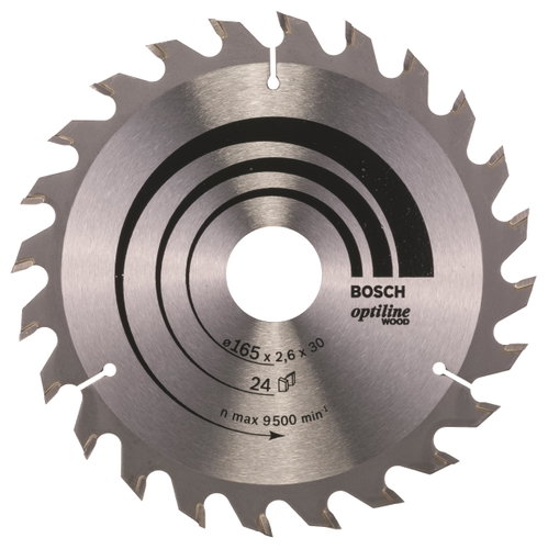 BOSCH Optiline Wood saw blade 165 × 30 × 2.6 mm, 24 2.608.640.602 Main image BOSCH Optiline Wood saw blade 165 × 30 × 2.6 mm, 24 2.608.640.602 - Circular Saw Blade - Main image