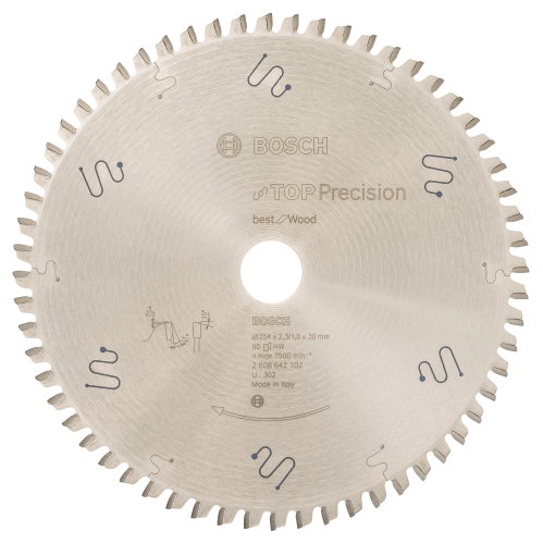 BOSCH Circular saw blade Top Precision for Wood 254 × 30 × 2.3 mm, 60 2.608.642.102 - Circular Saw Blade - Main image