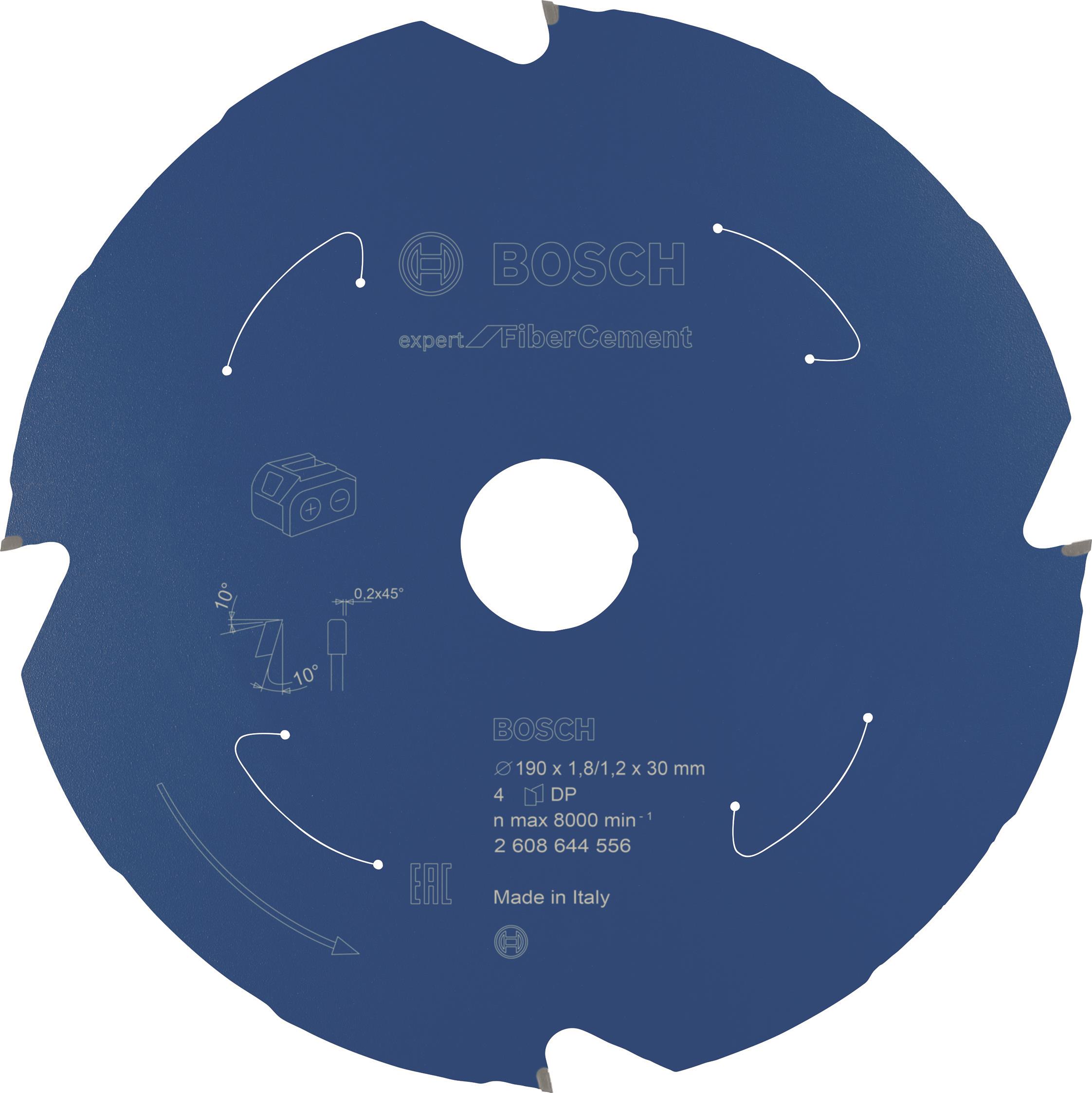 Bosch Expert fűrészlap for Fibre Cement akkus fűrészhez 190×1,8/1,2×30 T4 2.608.644.556