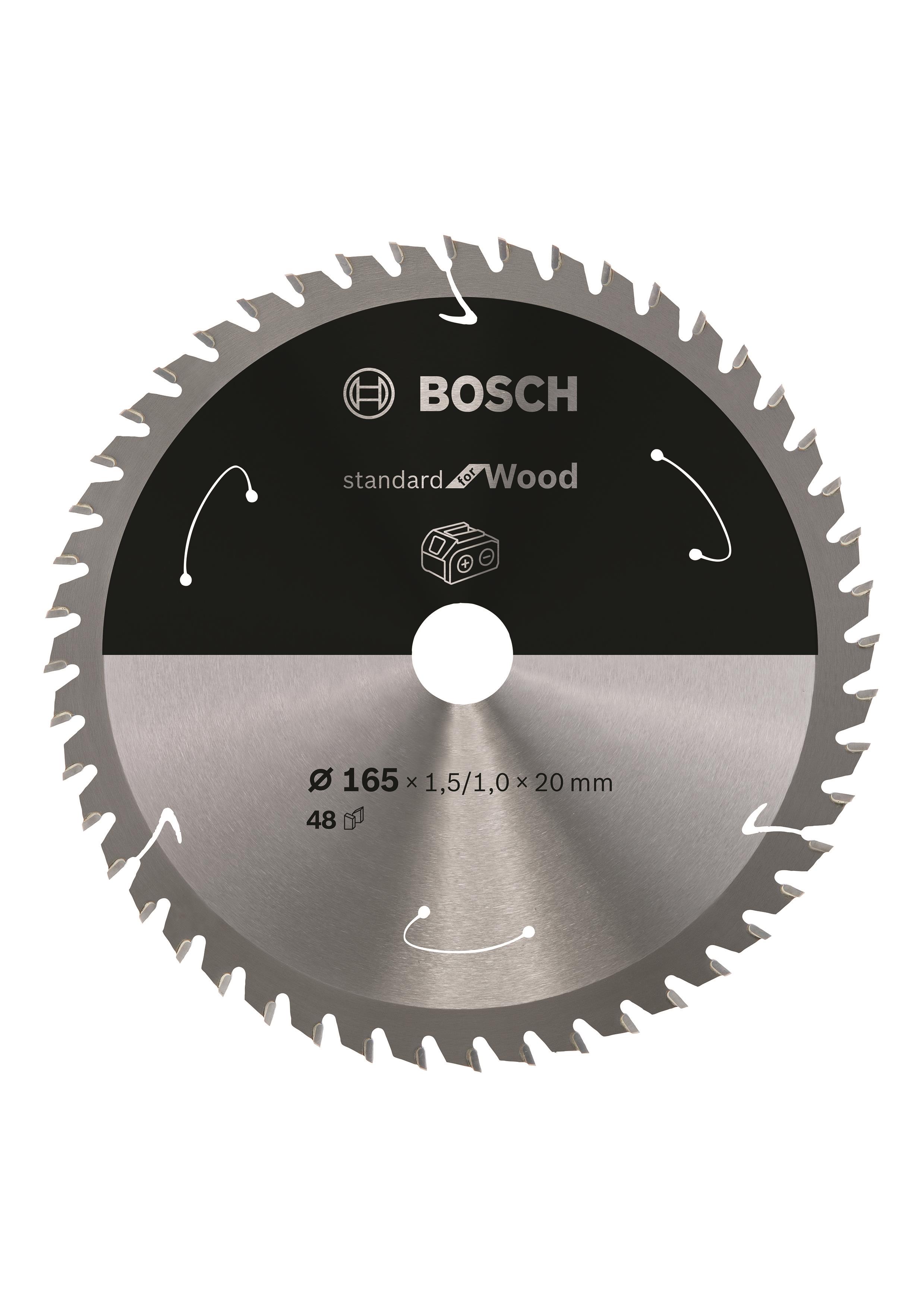 BOSCH Fűrészlap Standard for Wood akkus fűrészekhez 165 × 1,5/1 × 20 T48 2.608.837.687