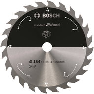 BOSCH Saw blade Standard for Wood for cordless saws 184 × 1.6/1.1 × 20 T24 2.608.837.702 - Circular Saw Blade