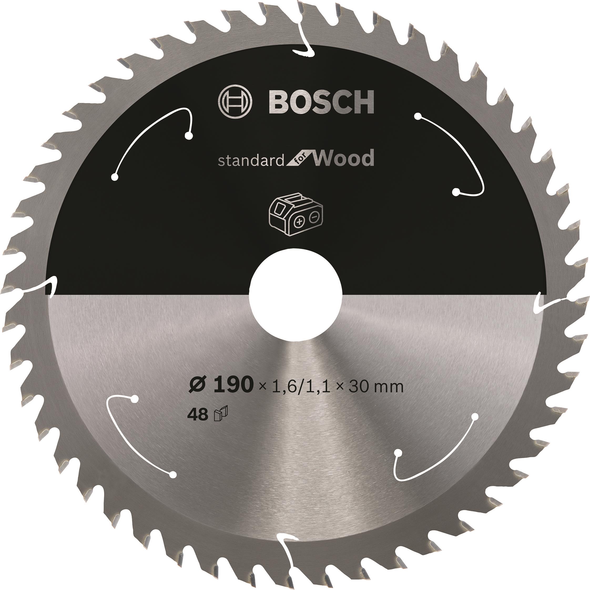 BOSCH Fűrészlap Standard for Wood akkumulátoros fűrészekhez 190 × 1,6/1,1 × 30 T48 2.608.837.710