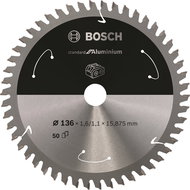 BOSCH Standard for Aluminium for cordless saws 136 × 1.6/1.1 × 15.875 T50 2.608.837.753 - Circular Saw Blade