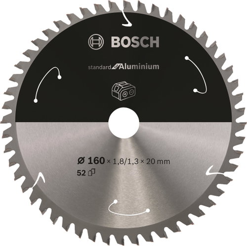BOSCH Standard for Aluminium for cordless saws 160 × 1.8/1.3 × 20 T52 2.608.837.757 - Circular Saw Blade - Main image
