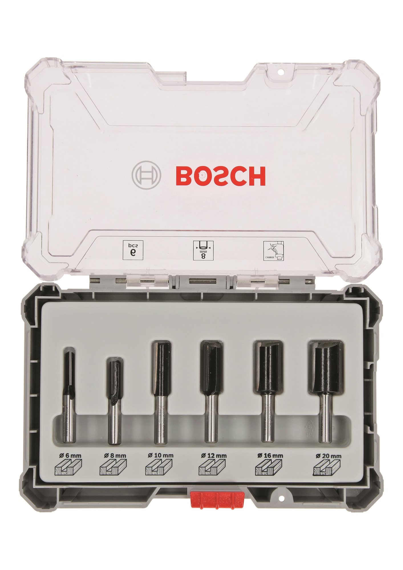 BOSCH 2607017466 egyenes élű alakmaróbetét készlet, 8 mm-es szárral, 6 db