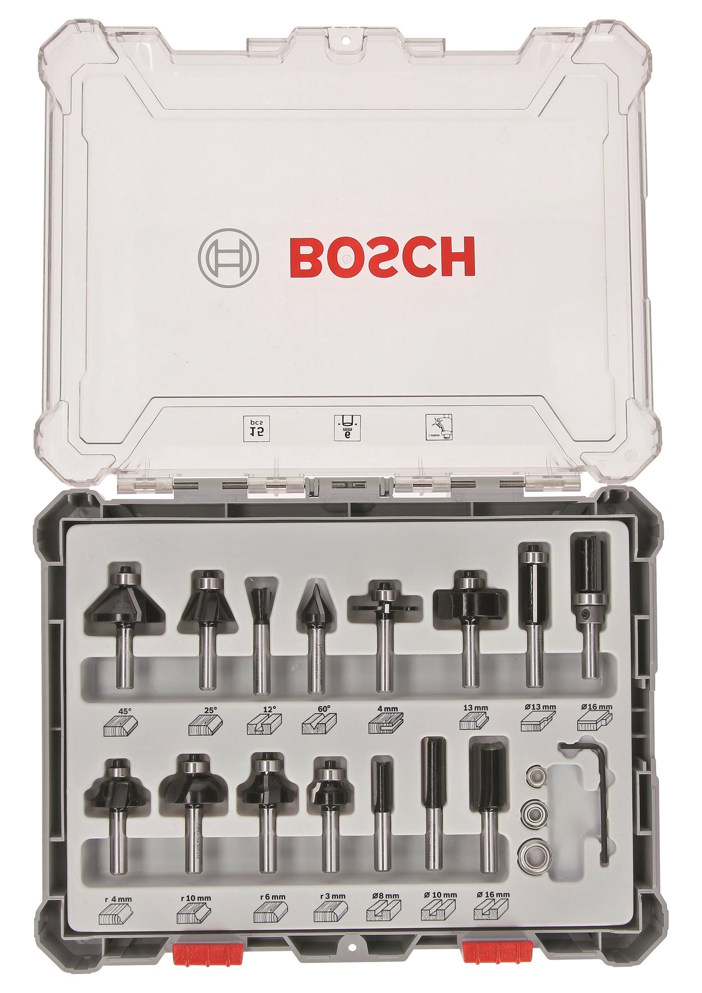 BOSCH 2607017471 vegyes alakmaróbetét készlet, 6 mm-es szárral, 15 db