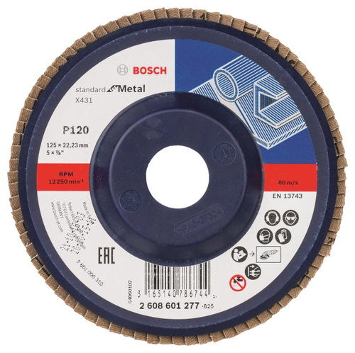 BOSCH Laminated grinding wheel X431, Standard for Metal 2.608.601.277 - Lamellar Disc - Main image