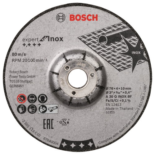 BOSCH Grinding wheels 76 × 4 × 10 mm, 2 pcs, Expert for INOX 2.608.601.705 - Grinding Wheel - Main image