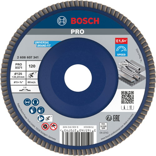 BOSCH Laminated grinding wheel X571, Best for Metal 2.608.607.341 - Lamellar Disc - Main image