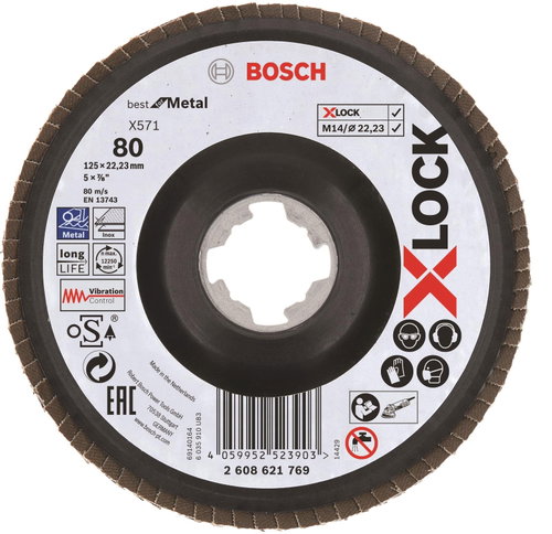 BOSCH Best for Metal System X-LOCK, angled version, plastic blade, O 125 mm, G 80, X571 2.608.621.76 - Lamellar Disc - Main image