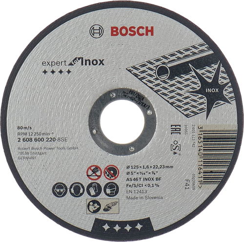 BOSCH Dělicí kotouč rovný Expert for Inox AS 46 T INOX BF, 125 mm, 1,6 mm 2.608.600.220 - Řezný kotouč - Hlavní obrázek
