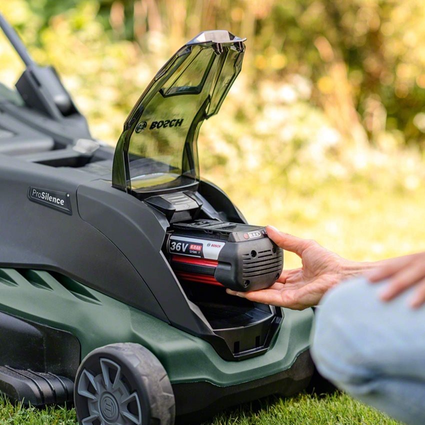 Bosch cordless best sale mower battery