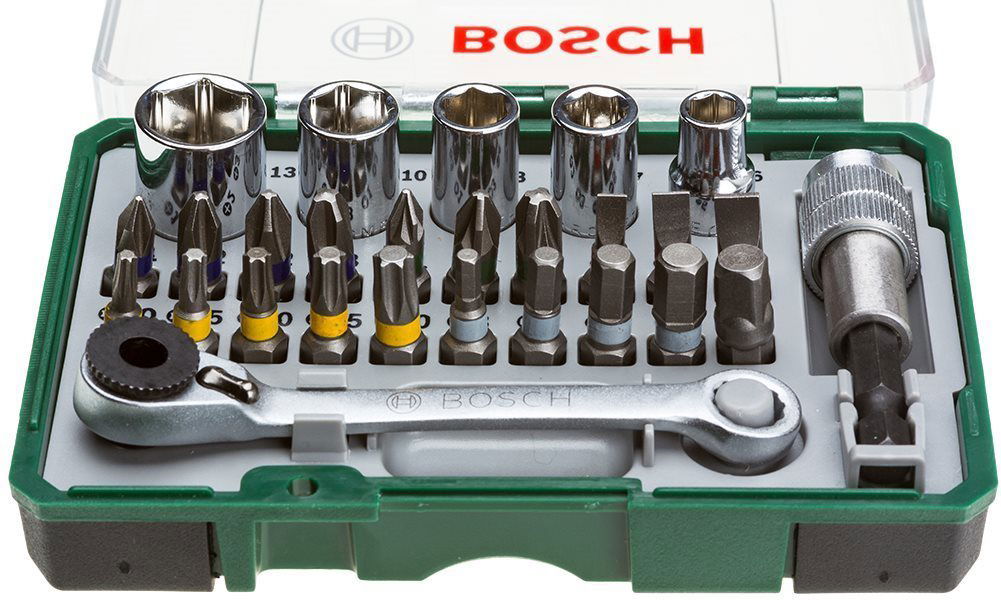 BOSCH 27 piece Set of Screw Bits and Ratchet from 449 K Bit Set Alza.cz