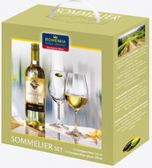 Bohemia Royal Crystal Set of White Wine Glasses 2 pcs 390ml + Wine Sauvignon Blanc 750ml - Glass Set