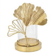 MAURO FERRETTI Leaf, na čajovou svíčku, kovový, zlatý, výška 21 cm - Candlestick