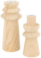 ATMOSPHERA Uma, sada 2 ks, na dlouhou svíčku, dřevěný, béžový, výška 23,5 cm - Candlestick