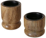BOLTZE HOME Numli, sada 2 ks, na čajovou svíčku, dřevěný, hnědý, výška 7 cm - Candlestick