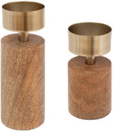ATMOSPHERA Sada 2 ks, na válcovou svíčku, dřevěný, hnědý, výška 22 cm - Candlestick