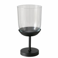 BOLTZE Tulipan, na čajovou svíčku, skleněný, černý, výška 30,5 cm - Candlestick