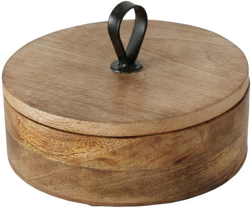 Boltze Kabir round box, mango wood 19 cm - Jewellery Box - Main image