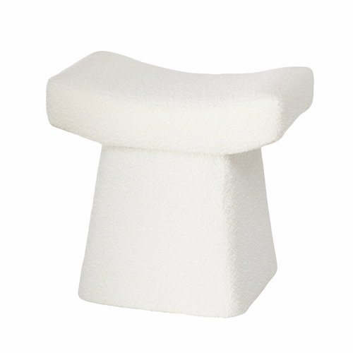 Boltze Taburette LIDAL with plush upholstery, height 45 cm, white - Ottoman - Main image