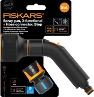 FISKARS Comfort set – zavlažovacia pištoľ s 3 funkciami + hadicová spojka Comfort STOP 1/2“ – 5/8“ - Súprava na zavlažovanie