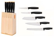 Fiskars Functional Form Birchwood Knife Block with 5 Knives, Wood - Knife Set