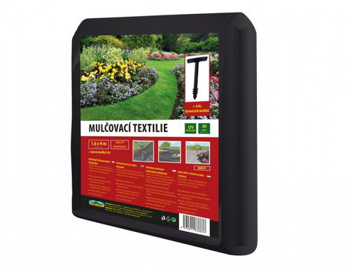 KONTEX mulching fabric black + 6 pcs of anchor pins 1,6x9m - Nonwoven Fabric - Main image