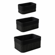 BOXIMO Sada 3 bambusových košíků s textilní vložkou, 30 × 20 × 13 cm, černá - Small Basket