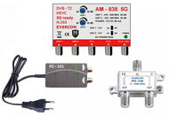 EVERCON anténní set pro 4 TV 838-101-4 5G pro DVB-T2 - Anténní zesilovač