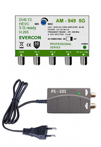 EVERCON anténní set pro 4 TV 949-101-4 pro DVB-T2 - Anténní zesilovač - Hlavní obrázek