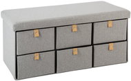 Atmosphera Pouf with six drawers in two rows, grey - Shoe Rack