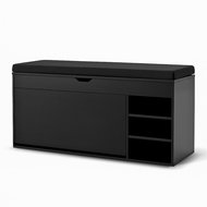 BOXIMO Gradia Botník se sedákem a výsuvnými policemi 100 × 34 × 50 cm, černý - Botník