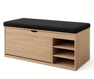 BOXIMO Gradia Botník se sedákem a výsuvnými policemi 100 × 34 × 50 cm, hnědý - Botník