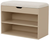 BOXIMO Botník bílý se sedákem LEVA, 60 × 30 × 47 cm, béžový - Shoe Rack