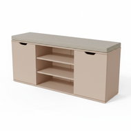 BOXIMO Botník bílý se sedákem PORTA, 103 × 30 × 46 cm, béžový - Botník