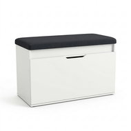 BOXIMO Botník s sedákem a úložným prostorem SOTO, 80 × 50 × 35 cm, bílý - Shoe Rack