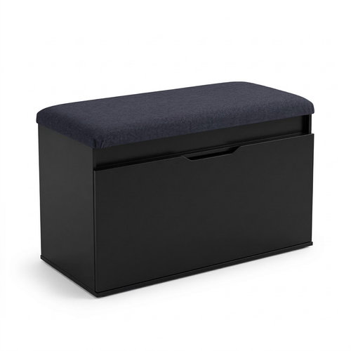 BOXIMO Shoe rack with seat and storage SOTO, 80 × 50 × 35 cm, black - Shoe Rack - Main image