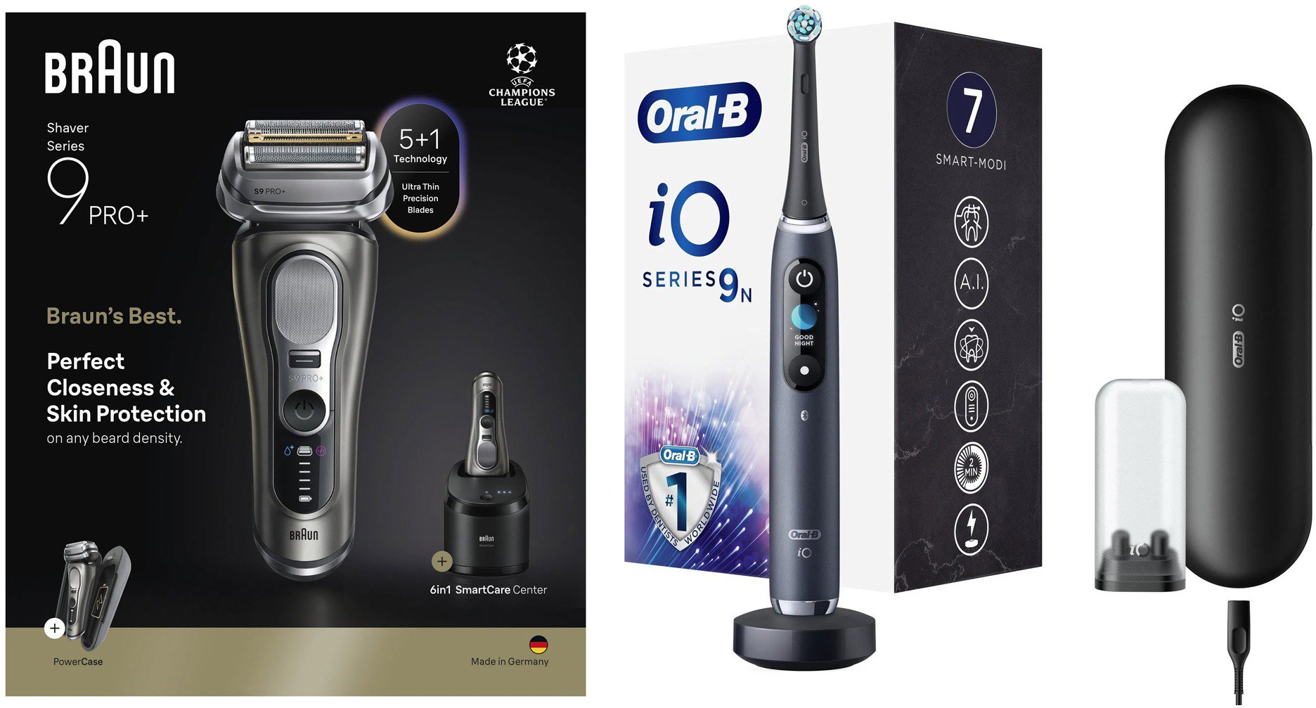 Braun Series 9 PRO+ 9675cc SmartCare állomással + Oral-B iO 9 fekete