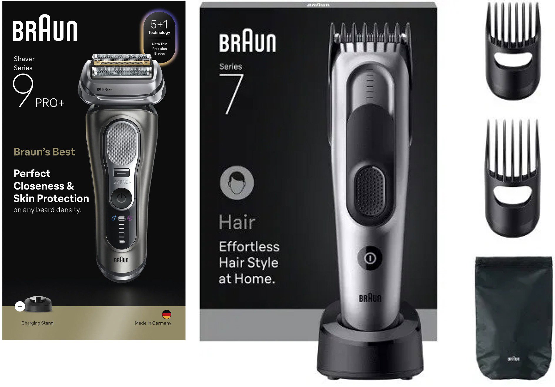 Braun Series 9 PRO+ 9615s + Braun Series 7 HC7590