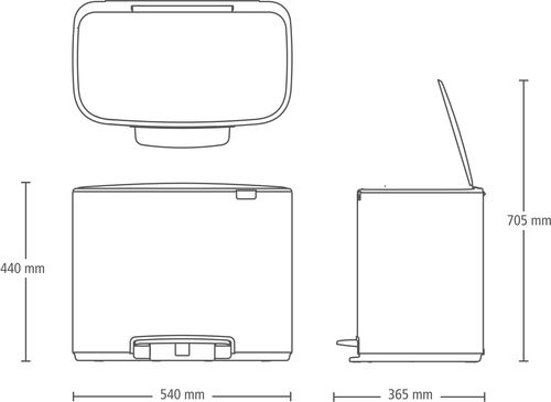 Brabantia Bo Pedal Bin 11 + 23 L, White